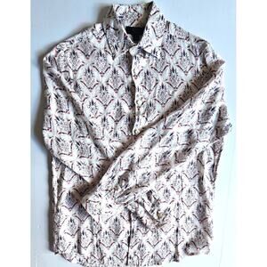 Linen Club Room Luxury Mens Pineapple 100% Linen Button-Down Shirt , Sz S